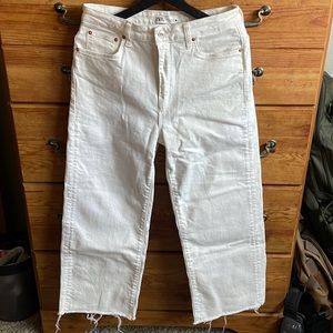 Zara white wide leg crop pant